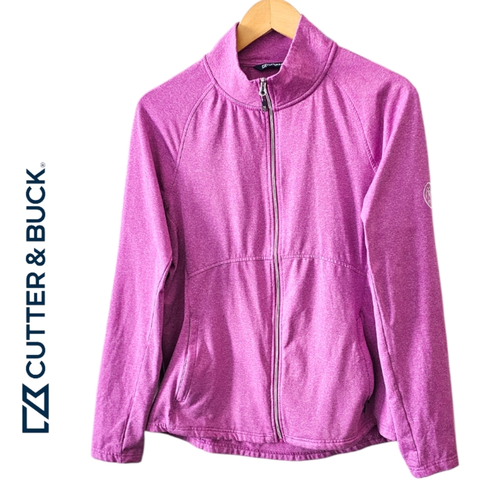 Cutter & Buck L Knit Athletic Jacket Full Zip Heather Fuschia Pink